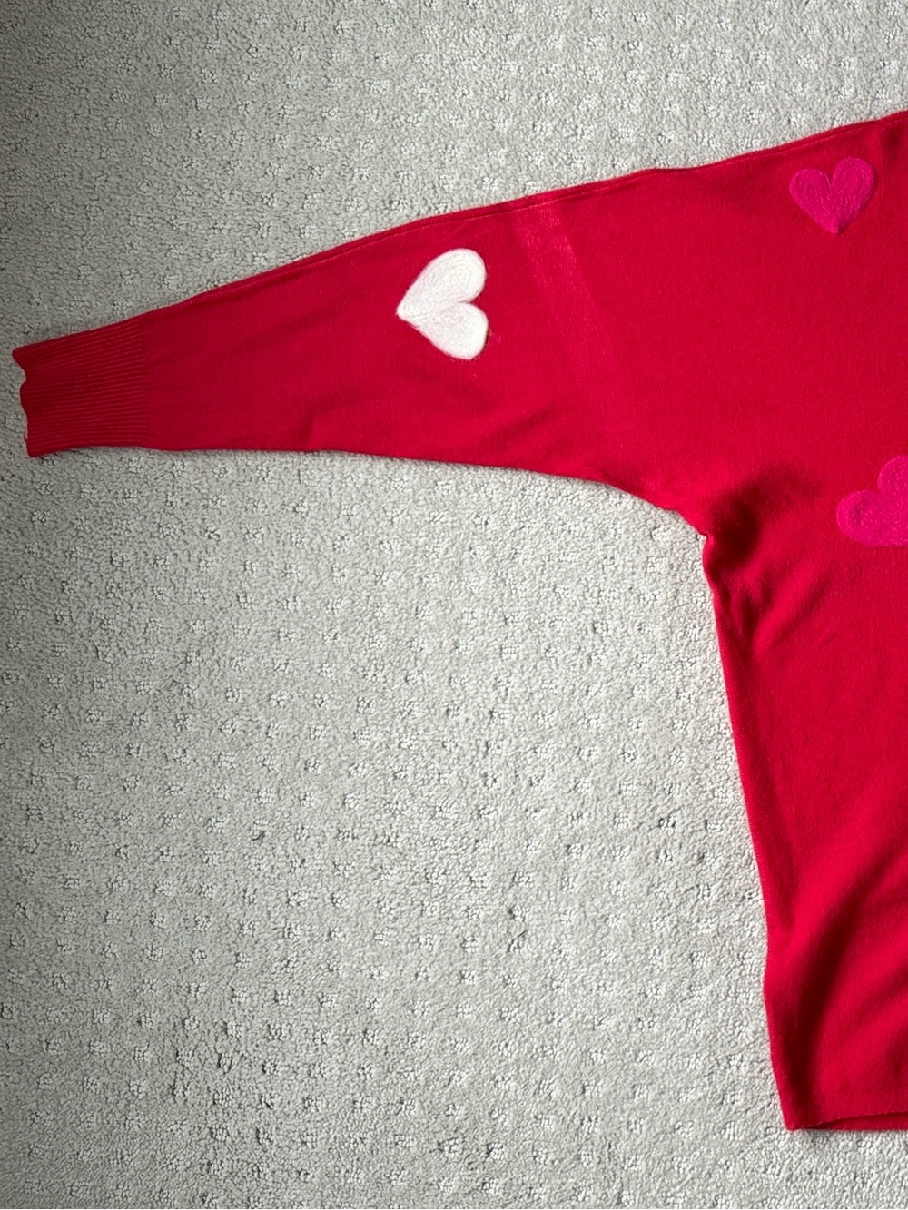 Red Heart-Print Crewneck Sweater - WORN ONCE!